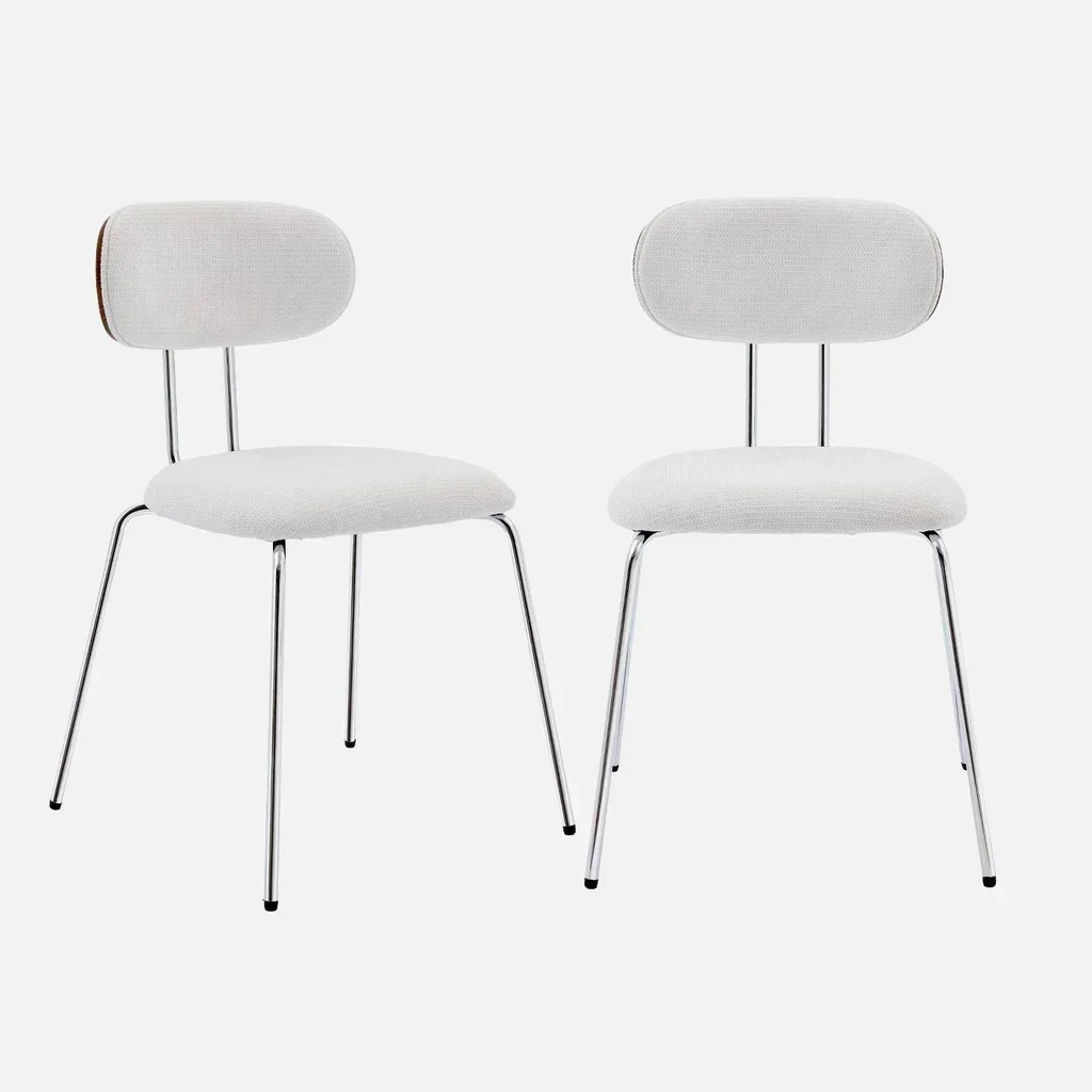 Chaise design bois courbé noyer tissu déperlant lot de 2