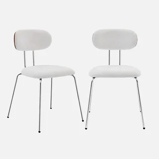 Chaise design bois courbé noyer tissu déperlant lot de 2