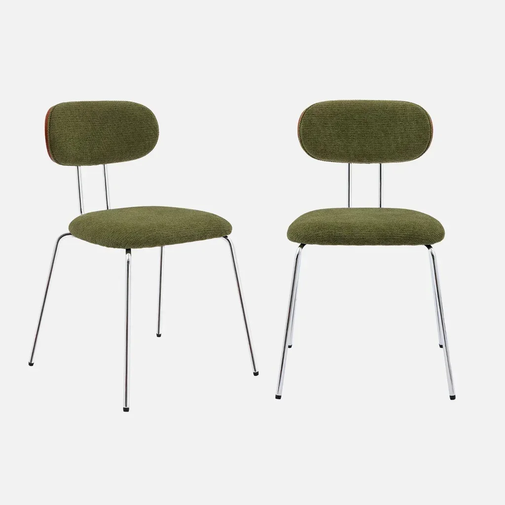 Chaise design bois courbé noyer tissu déperlant Oeko Tex lot 2