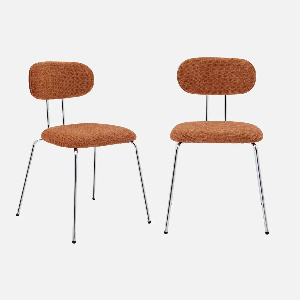 Chaise design bois courbé noyer tissu déperlant lot de 2