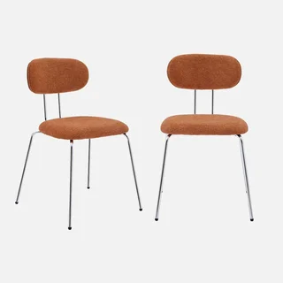 Chaise design bois courbé noyer tissu déperlant lot de 2