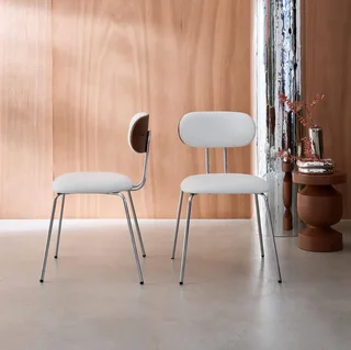 Chaise design bois courbé noyer tissu déperlant lot de 2