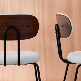 2 Pack Bentwood Walnut Dining Chairs with Waterproof Fabric Upholstery - Modern Design
