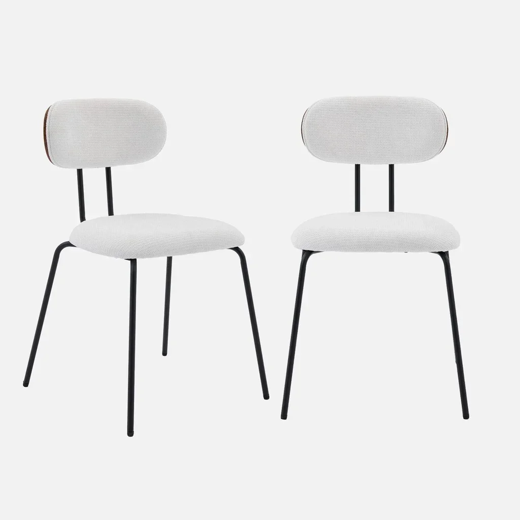 2 Pack Bentwood Walnut Dining Chairs with Waterproof Fabric Upholstery - Modern Design