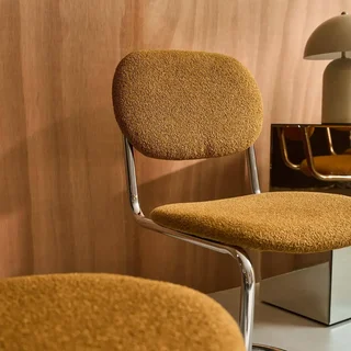 Cadeiras Cantilever Maloa Bouclé Metal Cromado Conjunto 2