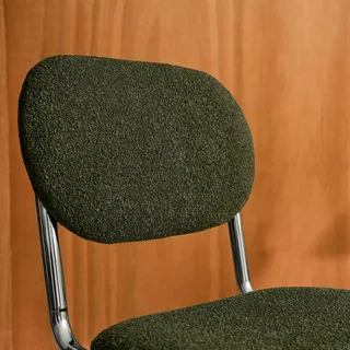 Conjunto de 2 cadeiras cantilever Maloa em tecido bouclé texturizado e metal cromado