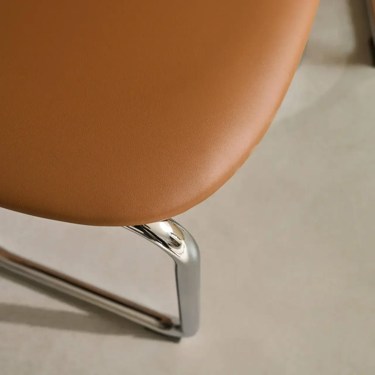 Maloa Cantilever Chairs Brown Faux Leather Chrome Legs Set of 2