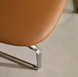 Maloa Cantilever Chairs Brown Faux Leather Chrome Legs Set of 2