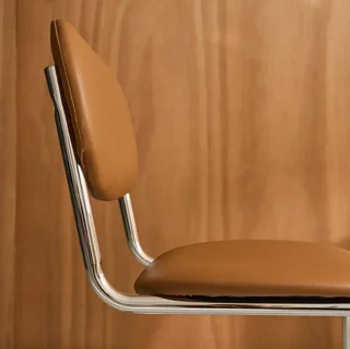 Maloa Cantilever Chairs Brown Faux Leather Chrome Legs Set of 2