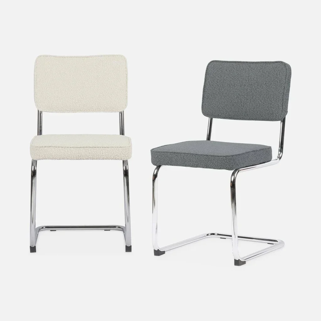2 Vintage Bouclé Fabric Cantilever Maja Chairs Set