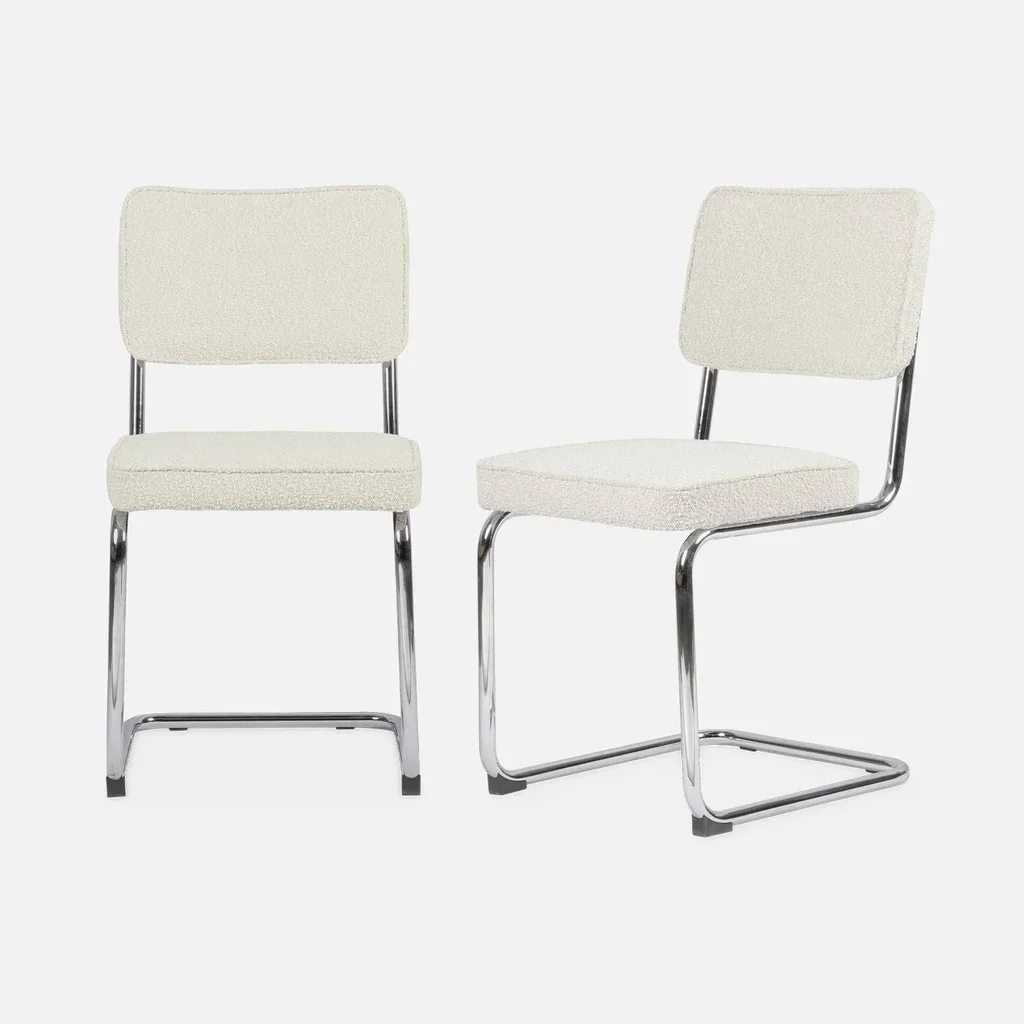 2 Vintage Bouclé Fabric Cantilever Maja Chairs Set