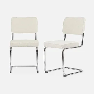 2 Vintage Bouclé Fabric Cantilever Maja Chairs Set