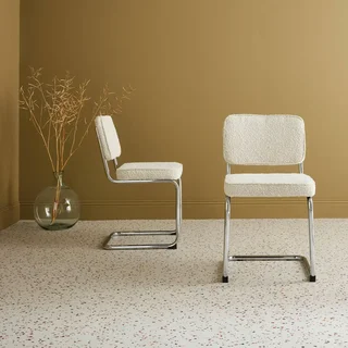 2 Vintage Bouclé Fabric Cantilever Maja Chairs Set
