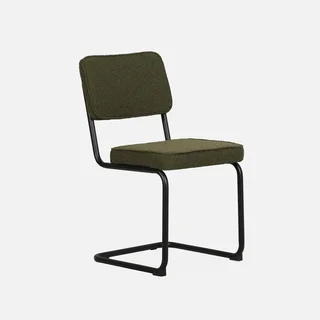 Chaises cantilever Maja vert tissu bouclette métal noir lot 2