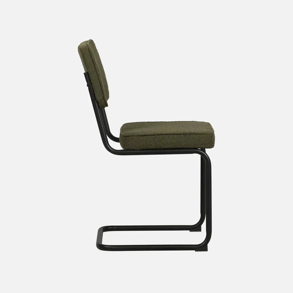 Chaises cantilever Maja vert tissu bouclette métal noir lot 2