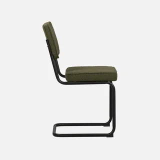 Chaises cantilever Maja vert tissu bouclette métal noir lot 2