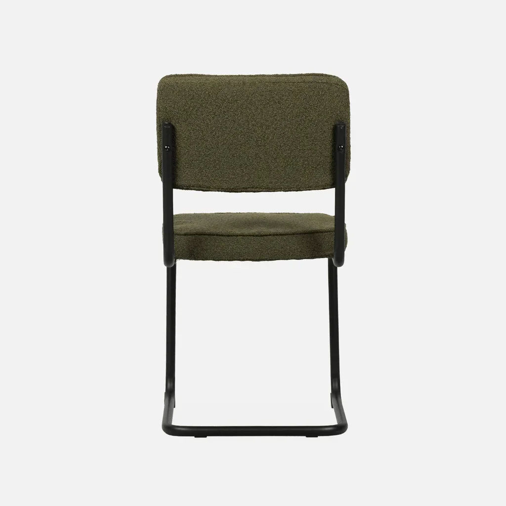 Chaises cantilever Maja vert tissu bouclette métal noir lot 2