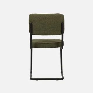 Chaises cantilever Maja vert tissu bouclette métal noir lot 2