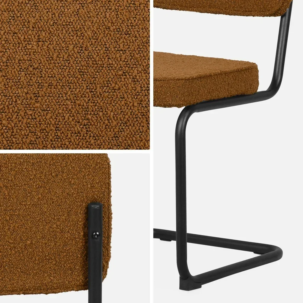 Chaises cantilever design rétro Maja vert bouclette lot de 2