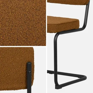 Chaises cantilever design rétro Maja vert bouclette lot de 2