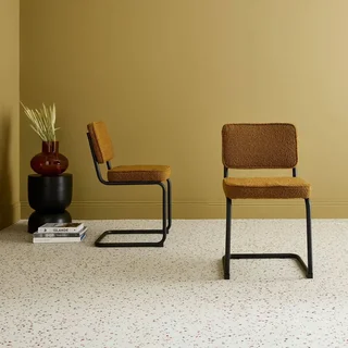 Chaises cantilever design rétro Maja vert bouclette lot de 2