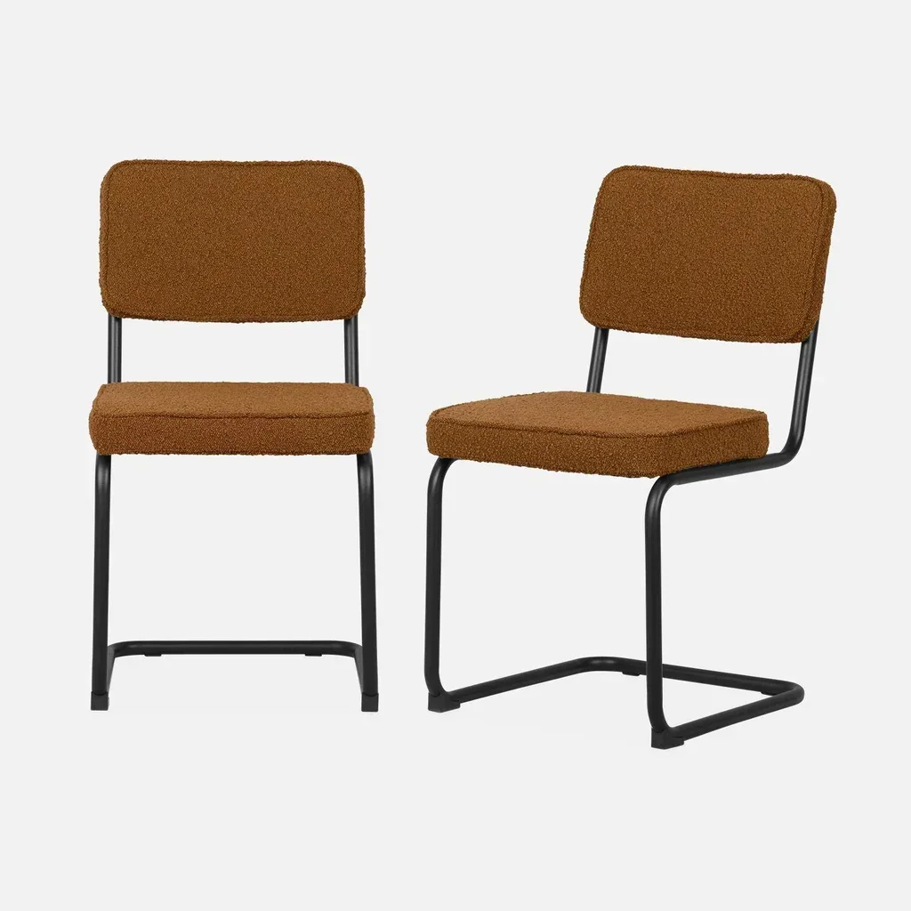 Chaises cantilever design rétro Maja vert bouclette lot de 2