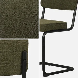 Chaises cantilever Maja vert tissu bouclette métal noir lot 2
