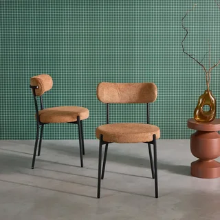 Black Livia Chenille Designer Chair - Set of 2