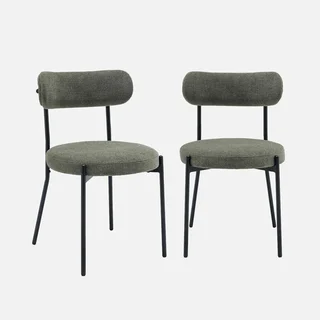 Black chenille metal designer chairs set of 2 Livia