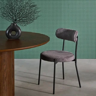 Modern metal and black chenille chair - Set of 2 Livia