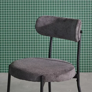 Modern metal and black chenille chair - Set of 2 Livia