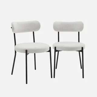 Modern metal and chenille dining chair Livia - Set of 2 grey