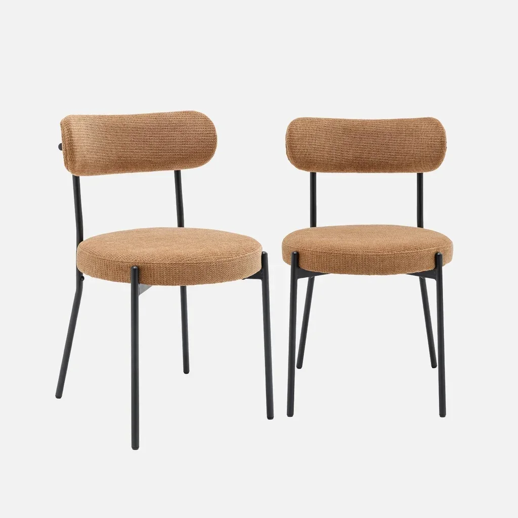 Black Livia Chenille Designer Chair - Set of 2