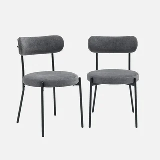 Modern metal and black chenille chair - Set of 2 Livia