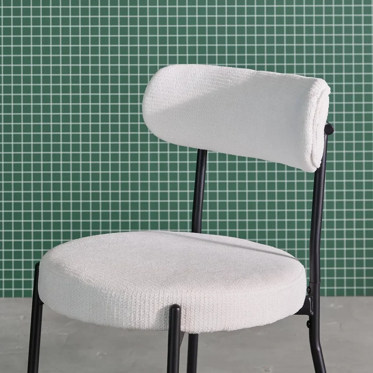 Modern metal and chenille dining chair Livia - Set of 2 grey