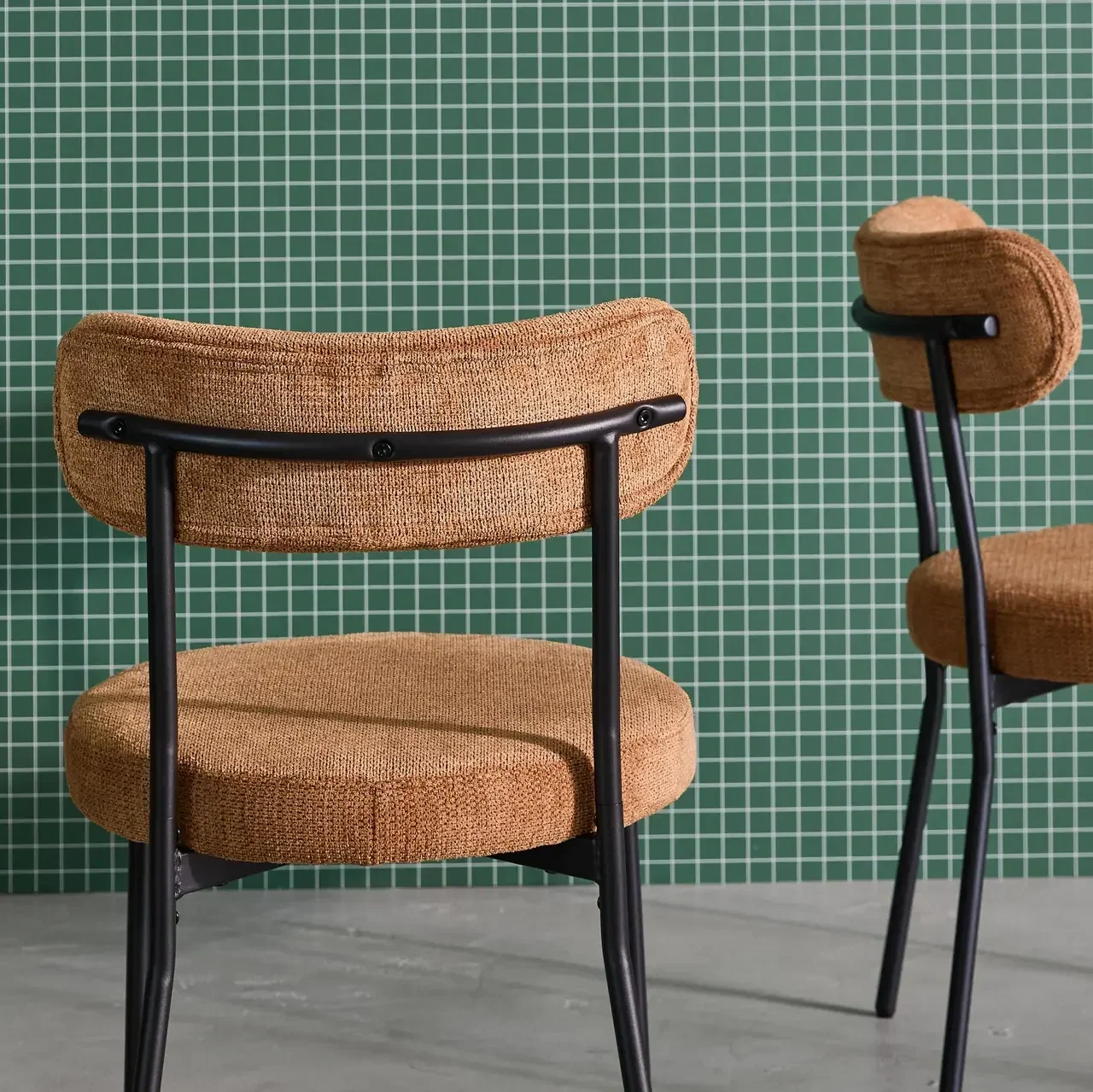 Black Livia Chenille Designer Chair - Set of 2
