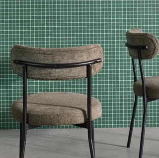 Black chenille metal designer chairs set of 2 Livia