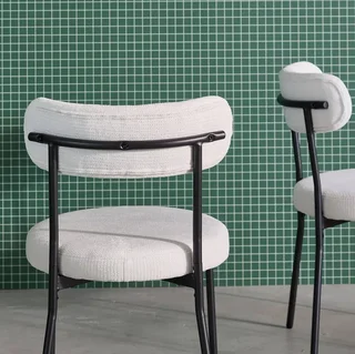 Modern metal and chenille dining chair Livia - Set of 2 grey