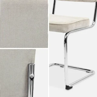 Maja Corduroy Velvet Greige Armless Chair Steel Rear Legs - Set of 2