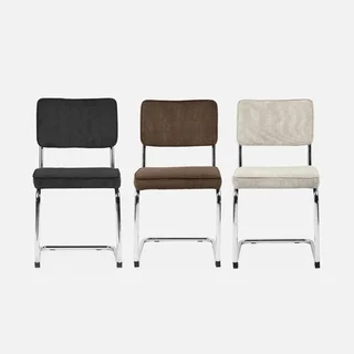 Maja Corduroy Velvet Greige Armless Chair Steel Rear Legs - Set of 2