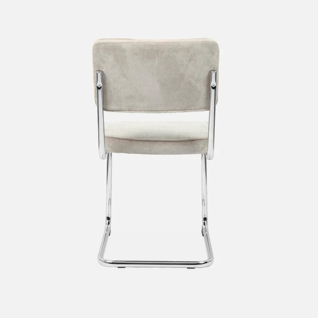 Maja Corduroy Velvet Greige Armless Chair Steel Rear Legs - Set of 2