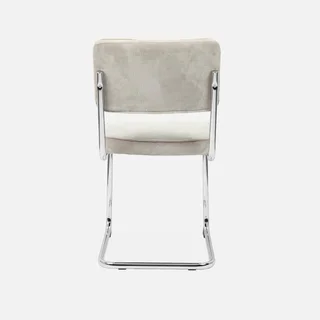 Maja Corduroy Velvet Greige Armless Chair Steel Rear Legs - Set of 2