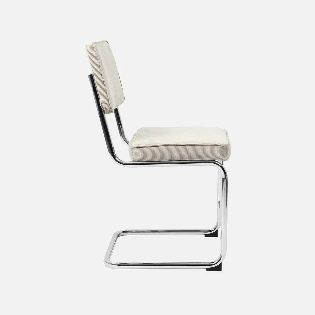 Maja Corduroy Velvet Greige Armless Chair Steel Rear Legs - Set of 2