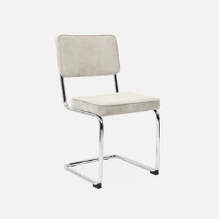 Maja Corduroy Velvet Greige Armless Chair Steel Rear Legs - Set of 2