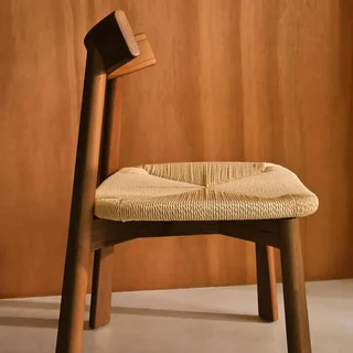 Chaise scandinave bois hévéa corde naturelle lot 2