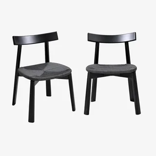 Chaises scandinaves bois hévéa corde naturelle lot 2
