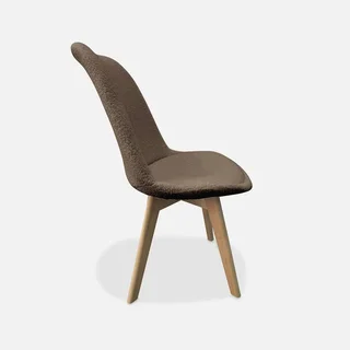 Chaise scandinave hêtre massif tissu bouclette - Lot de 4