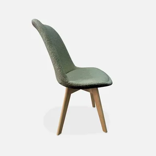 Chaise design scandinave hêtre massif tissu bouclette lot 4