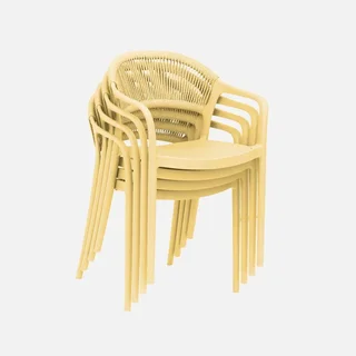 4er Set stapelbare Gartenstühle mit Seilrücken salbeigrün Jovia