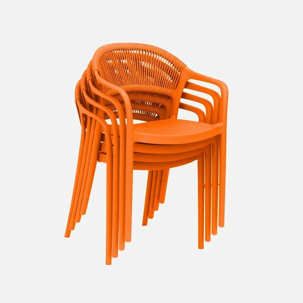 Stapelbarer Gartenstuhl Seileffekt Graugrün 4er Set Jovia